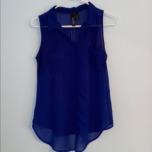 Navy blue sheer blouse sleeveless!